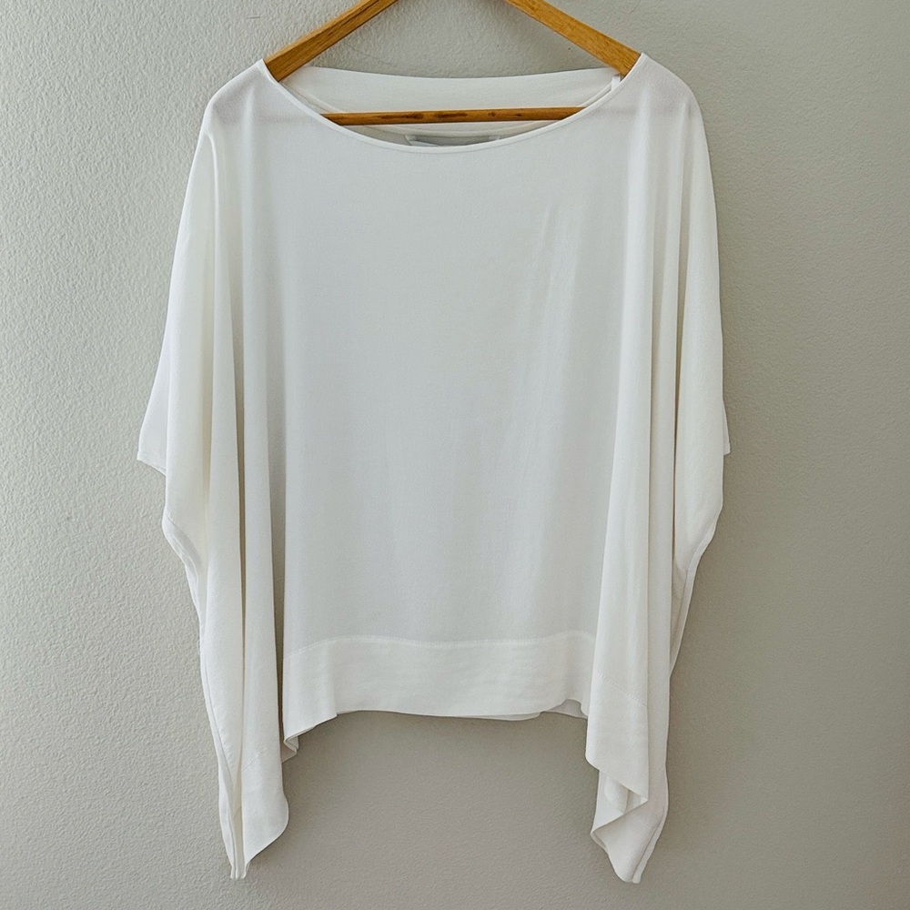 Diane Von Furstenberg White New Hanky Crepe Blouse‎ Petite Small